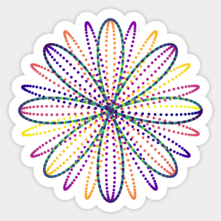 Fireworks Flower | Rainbow Rose Curve White Sticker